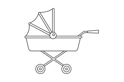 Retro baby carriage icon, outline style