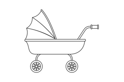Baby trolley icon, outline style