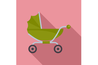 Classic baby pram icon, flat style