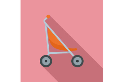 Little pram icon, flat style