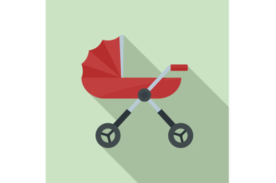 Baby pram carriage icon, flat style
