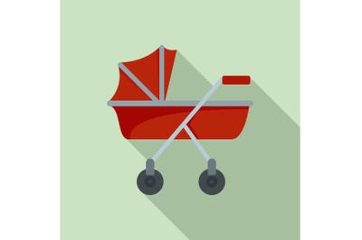 New baby carriage icon, flat style