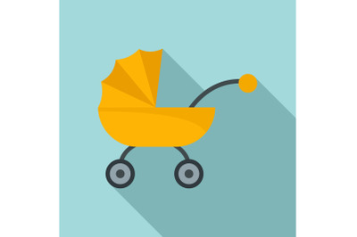 Baby carriage icon, flat style