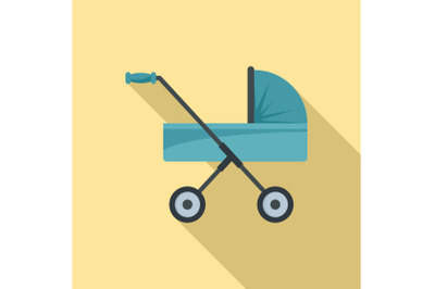 Baby pram icon, flat style