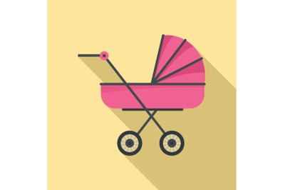 Baby stroller icon, flat style