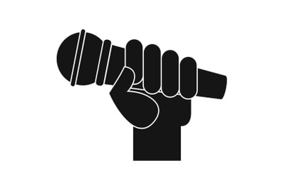 Microphone hand icon, simple style