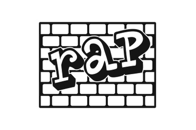 Rap bricks wall icon, simple style