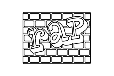 Rap bricks wall icon, outline style