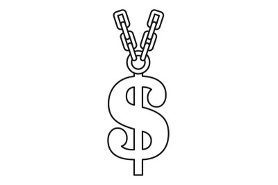 Gold dollar symbol icon, outline style