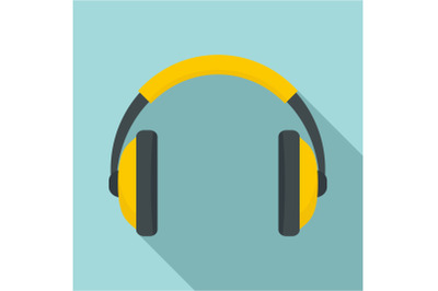 Rap headset icon, flat style