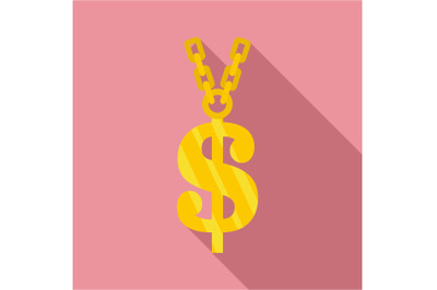 Gold dollar symbol icon, flat style