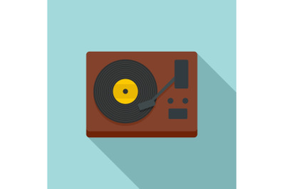 Vinyl player icon, flat style