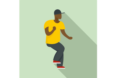 Hip hop dancer icon, flat style