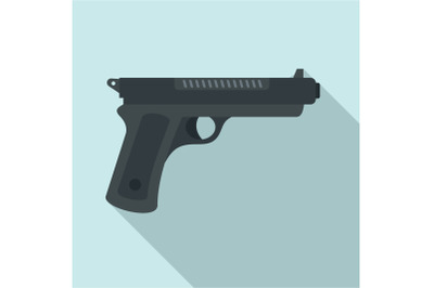 Gangster pistol icon, flat style