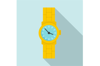 Gold watch icon, flat style