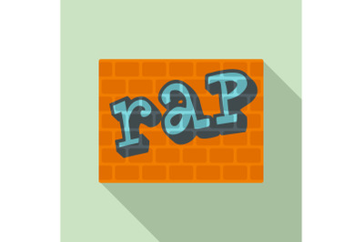 Rap on bricks wall icon, flat style