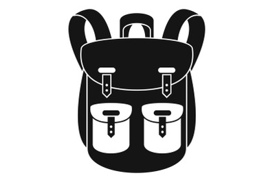 Climbing backpack icon, simple style
