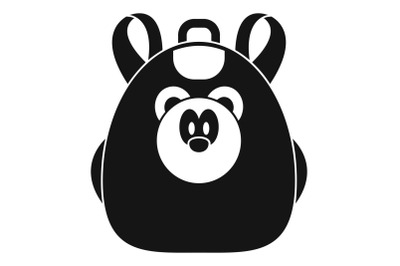 Cute bear backpack icon, simple style