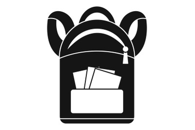 Student backpack icon, simple style