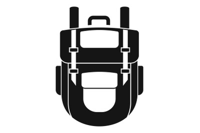 Explore backpack icon, simple style