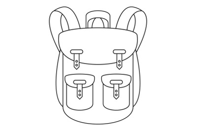 Climbing backpack icon, outline style