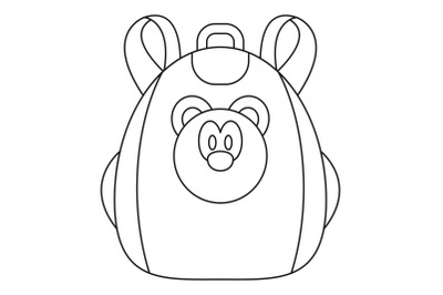 Cute bear backpack icon, outline style