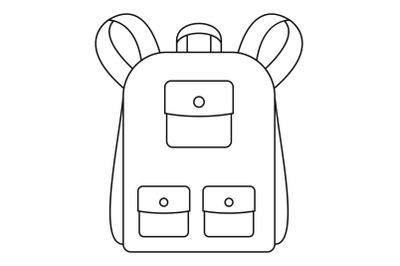 Traditional backpack icon, outline style