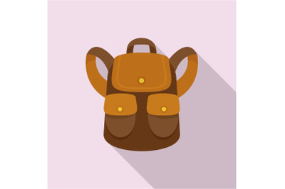 Forest backpack icon, flat style