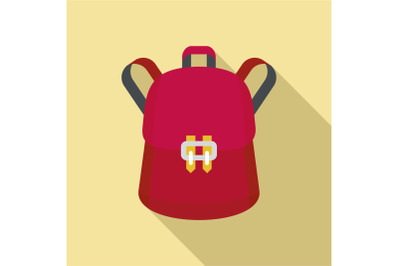 Trendy backpack icon, flat style