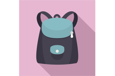 Modern backpack icon, flat style