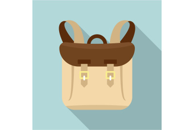 Adventure backpack icon, flat style