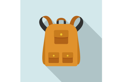 Traditional backpack icon, flat style