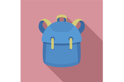 Kid backpack icon, flat style
