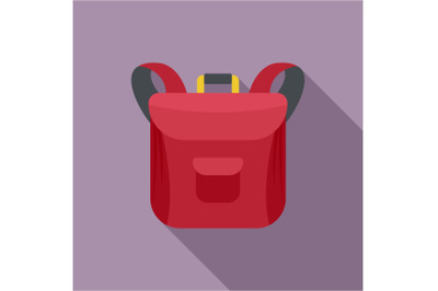 Small backpack icon, flat style