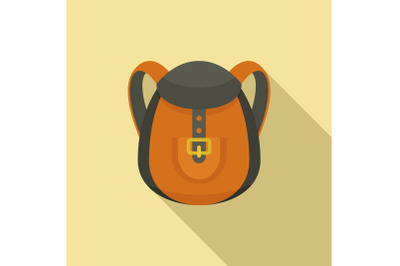Camp backpack icon, flat style