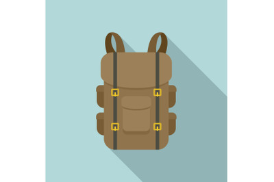 Military backpack icon, flat style