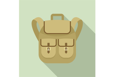Trip backpack icon, flat style