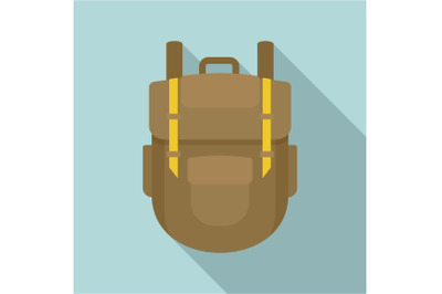 Explore backpack icon, flat style
