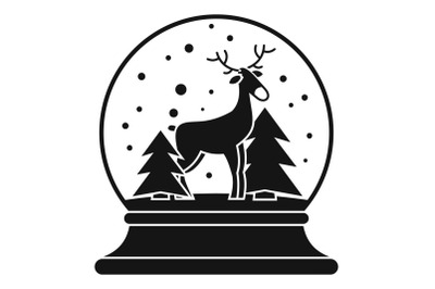 Deer glass snow ball icon, simple style