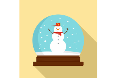 Snowman glass ball icon, flat style