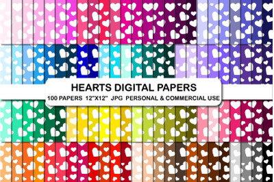 Hearts Background Digital Papers Pack