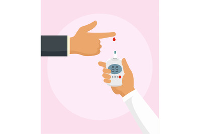 Test blood with glucometer background, flat style
