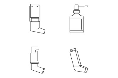 Inhaler set icon, outline style