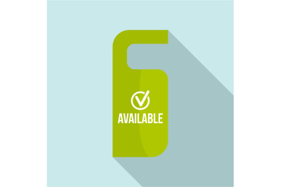 Available door hanger tag icon, flat style