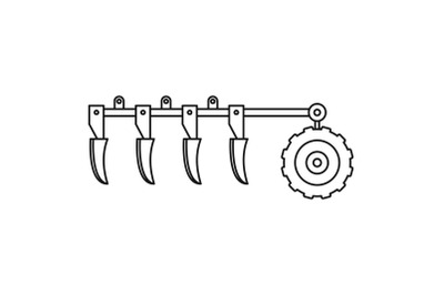 Tractor plow icon, outline style
