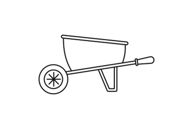 One wheel barrow icon, outline style