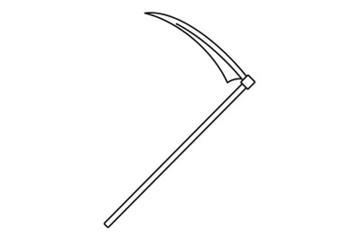 Farm scythe icon, outline style