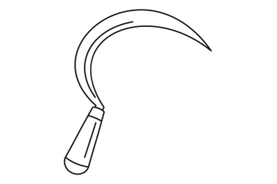 Farm sickle icon, outline style