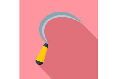 Farm sickle icon, flat style