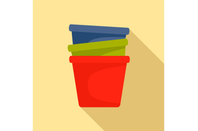 Flowerpots icon, flat style